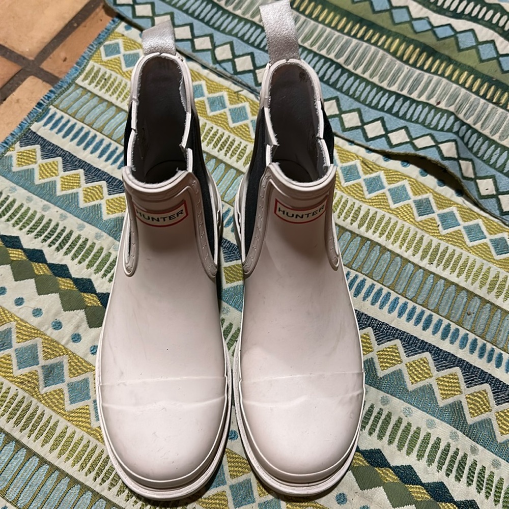 Hunter ankle boot rain boots waterproof cream off white Womens US 7
